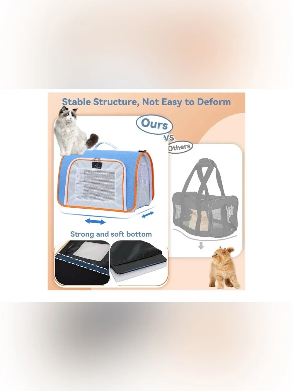 A 4 Pet Cat Dog Carrier Airline Approved Soft Sided Foldable Blue Orange New